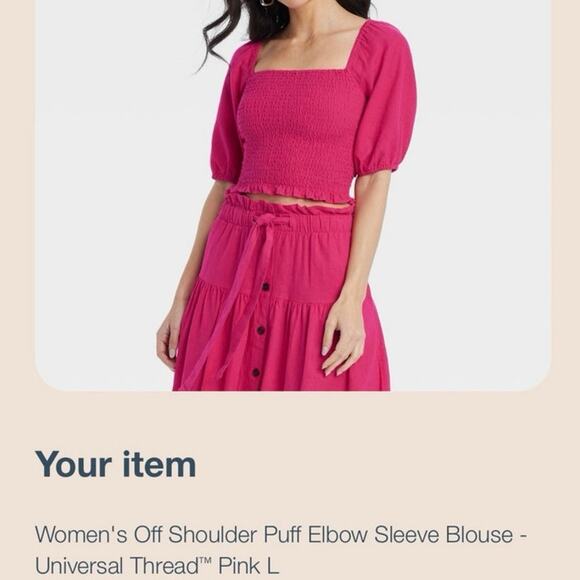 Universal Thread Womens Off Shoulder Puff Elbow Seeve Blouse- Large - Picture 1 of 6